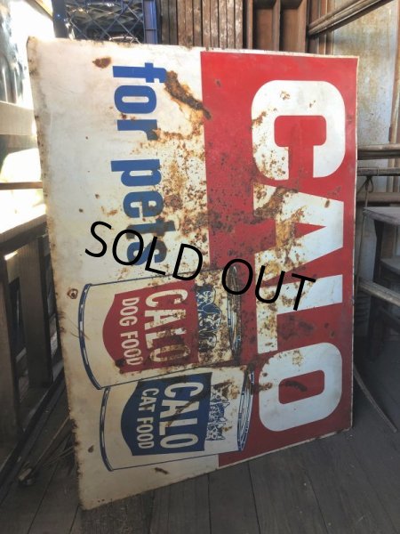 画像22: 60s Vintage CALO Pets Food & El Rancho Beer Advertising Store Display Double Side Sign (B688) (22)