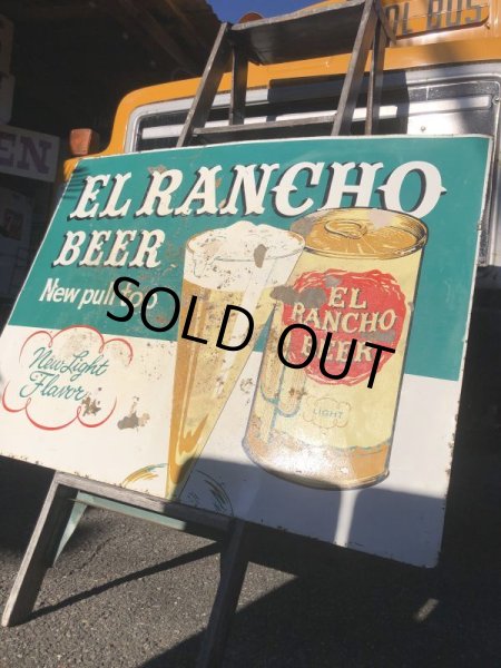 画像14: 60s Vintage CALO Pets Food & El Rancho Beer Advertising Store Display Double Side Sign (B688) (14)