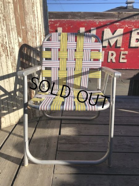 画像2: 60s Vintage Folding Lawn Chair Y x W,R (B695) (2)