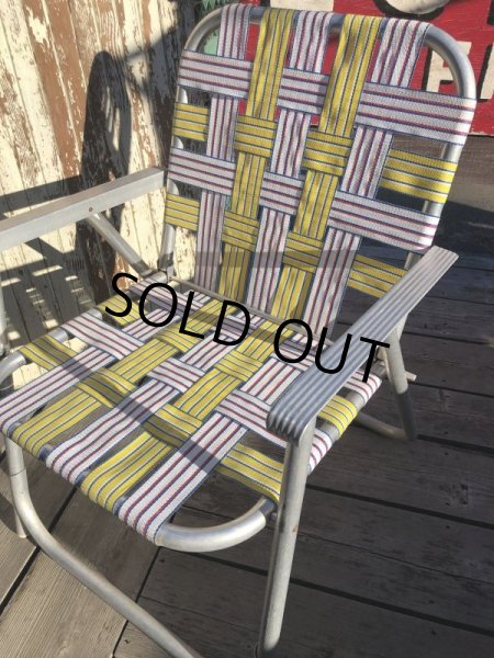 画像7: 60s Vintage Folding Lawn Chair Y x W,R (B695) (7)