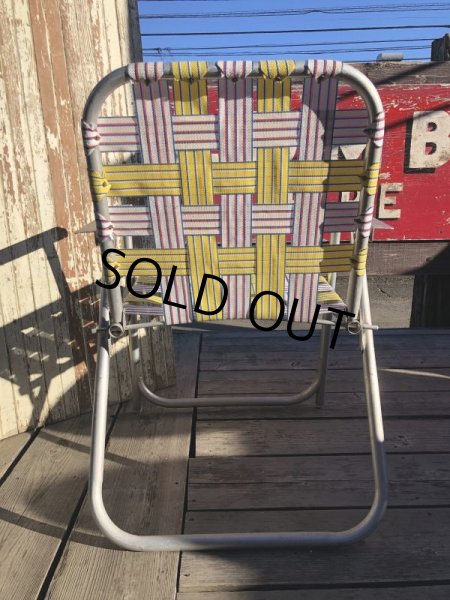 画像4: 60s Vintage Folding Lawn Chair Y x W,R (B695) (4)