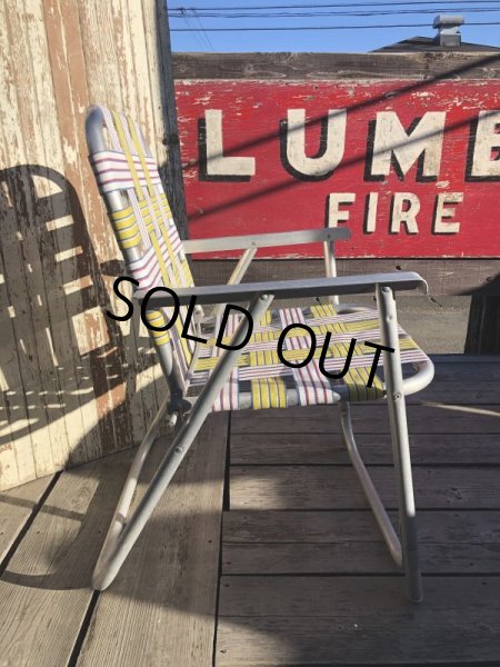画像5: 60s Vintage Folding Lawn Chair Y x W,R (B695) (5)