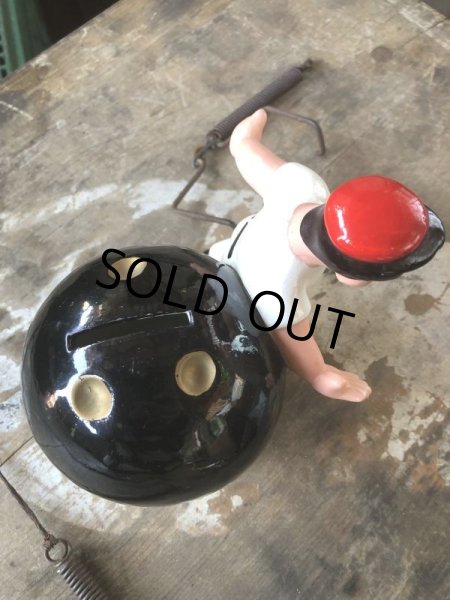 画像7: Vintage Bowling Ceramic Coin Bank SPARE MONEY (B740) (7)