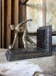 画像1: Vintage Brass Metal Bookends Bowling (B743) (1)