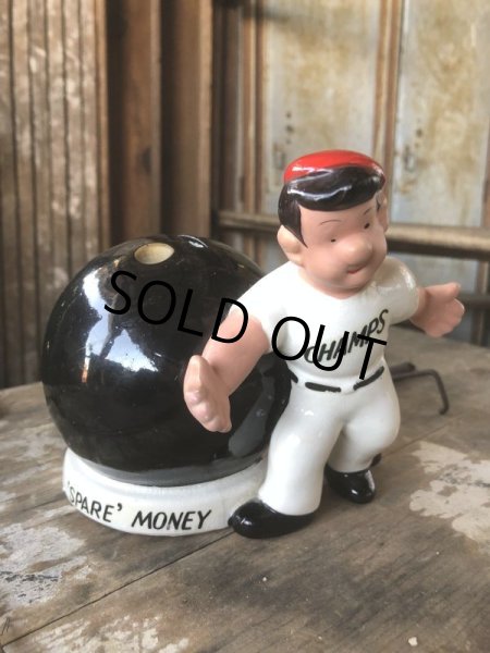 画像1: Vintage Bowling Ceramic Coin Bank SPARE MONEY (B740) (1)