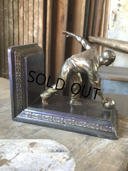 画像4: Vintage Brass Metal Bookends Bowling (B743) (4)