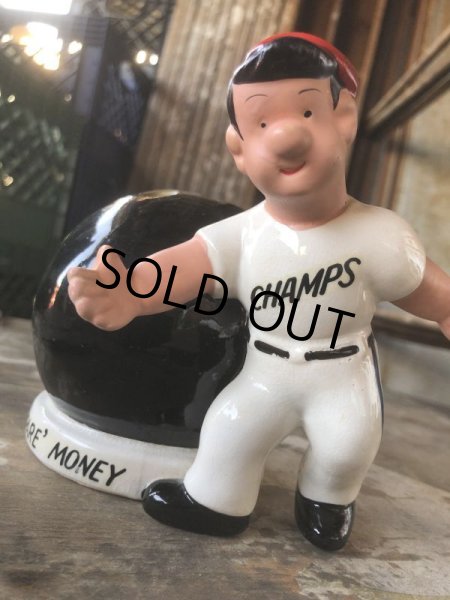 画像11: Vintage Bowling Ceramic Coin Bank SPARE MONEY (B740) (11)