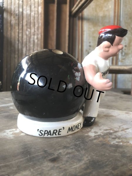 画像4: Vintage Bowling Ceramic Coin Bank SPARE MONEY (B740) (4)