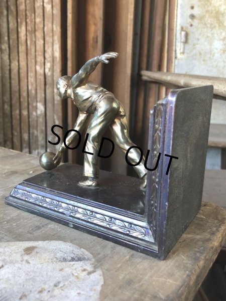 画像2: Vintage Brass Metal Bookends Bowling (B743) (2)