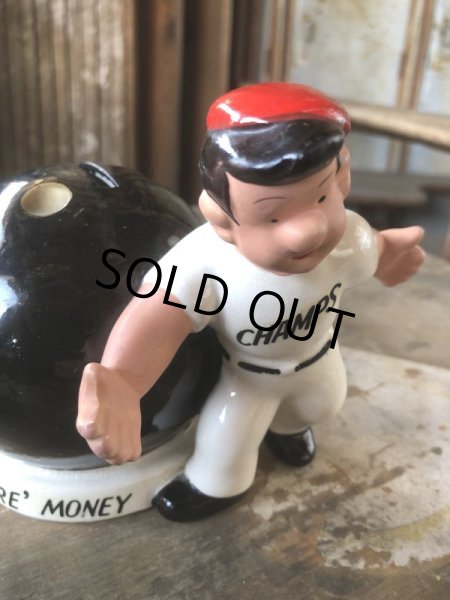 画像10: Vintage Bowling Ceramic Coin Bank SPARE MONEY (B740) (10)