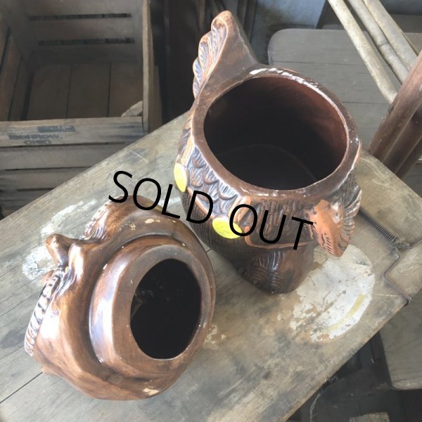 画像3: 60s Vintage Wise Winking Waving Owl Cookie Jar (B776) (3)