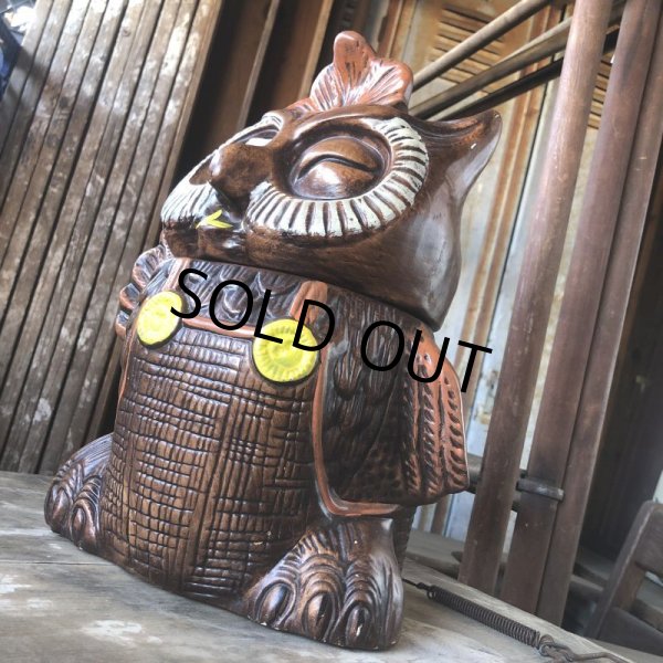 画像9: 60s Vintage Wise Winking Waving Owl Cookie Jar (B776) (9)