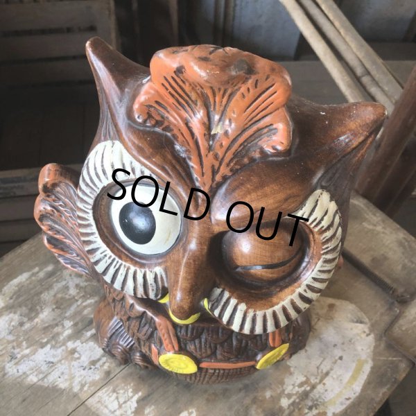 画像11: 60s Vintage Wise Winking Waving Owl Cookie Jar (B776) (11)