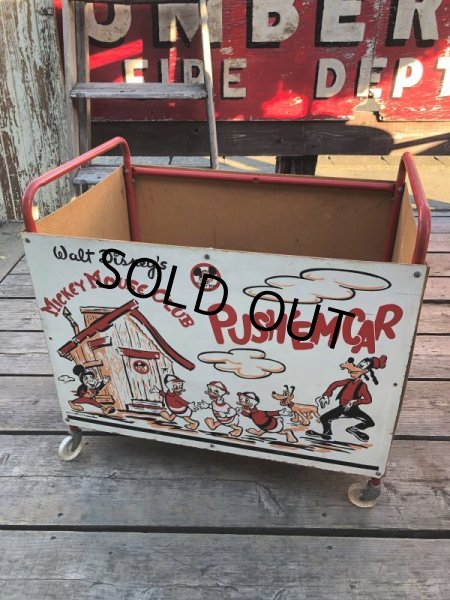 画像2: 50s Vintage Disney Mickey Mouse Club Push'Em Car Toy Box (B778) (2)