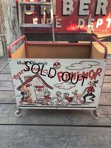 画像6: 50s Vintage Disney Mickey Mouse Club Push'Em Car Toy Box (B778) (6)