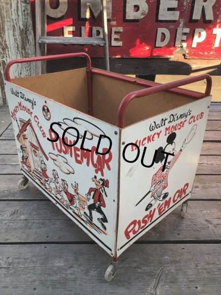 画像3: 50s Vintage Disney Mickey Mouse Club Push'Em Car Toy Box (B778) (3)