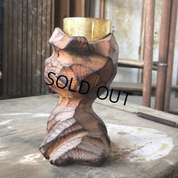 画像9: Vintage Hawaiiana Tiki Cat Wooden Candle Holder (B781) (9)