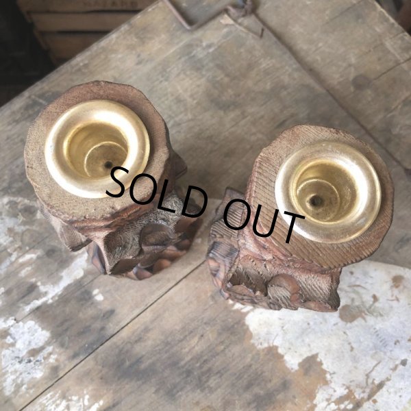 画像3: Vintage Hawaiiana Tiki Wooden Candle Holder SET (B780) (3)