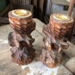 画像4: Vintage Hawaiiana Tiki Wooden Candle Holder SET (B780) (4)