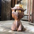 画像10: Vintage Hawaiiana Tiki Cat Wooden Candle Holder (B781) (10)