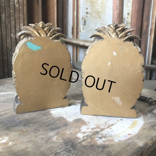 画像5: Vintage Hawaiiane Pineapple Brass Meta Bookends Matching Pair (B782) (5)