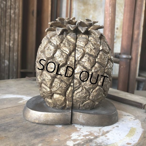 画像3: Vintage Hawaiiane Pineapple Brass Meta Bookends Matching Pair (B782) (3)