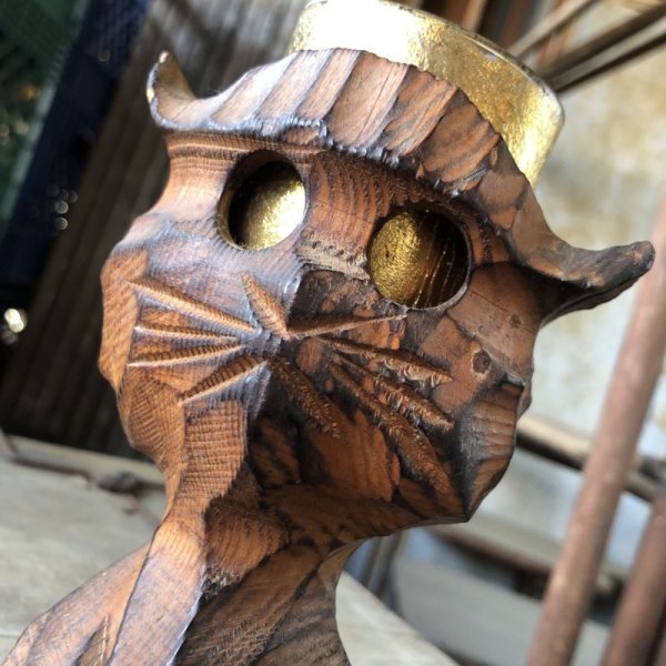 画像6: Vintage Hawaiiana Tiki Cat Wooden Candle Holder (B781) (6)