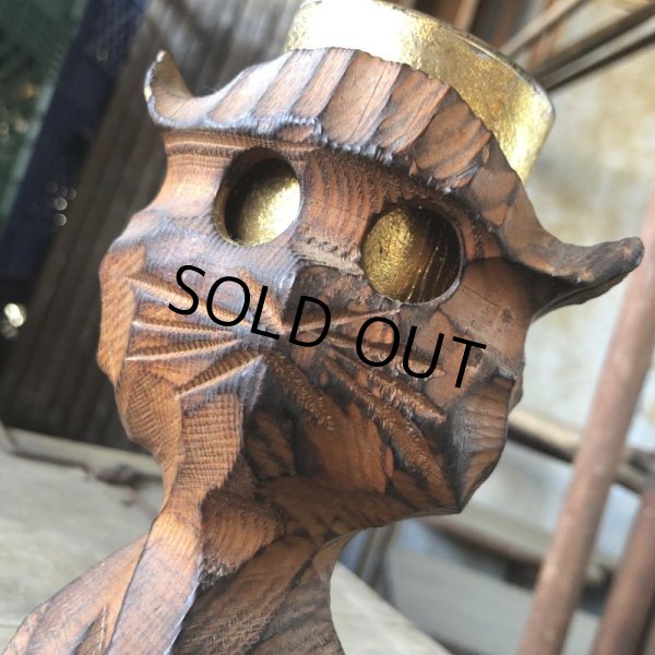 画像6: Vintage Hawaiiana Tiki Cat Wooden Candle Holder (B781) (6)