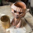 画像3: Vintage Hawaiiana Tiki Cat Wooden Candle Holder (B781) (3)