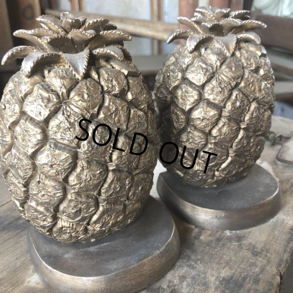 画像6: Vintage Hawaiiane Pineapple Brass Meta Bookends Matching Pair (B782) (6)