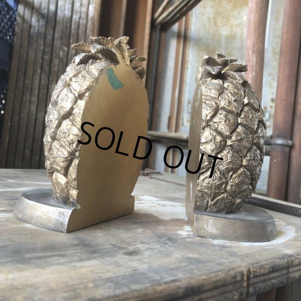 画像4: Vintage Hawaiiane Pineapple Brass Meta Bookends Matching Pair (B782) (4)