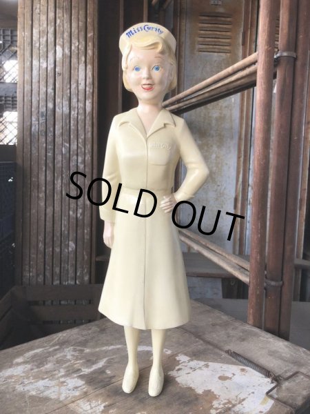 画像1: 50s Vintage Advertising Miss Curity Counter Display Statue Figure 48cm (B798) (1)