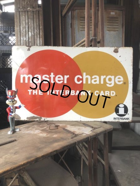 画像1: 60s Vintage MASTER CHARGE The Interbank Store Display Double Sided Metal Sign (B809) (1)