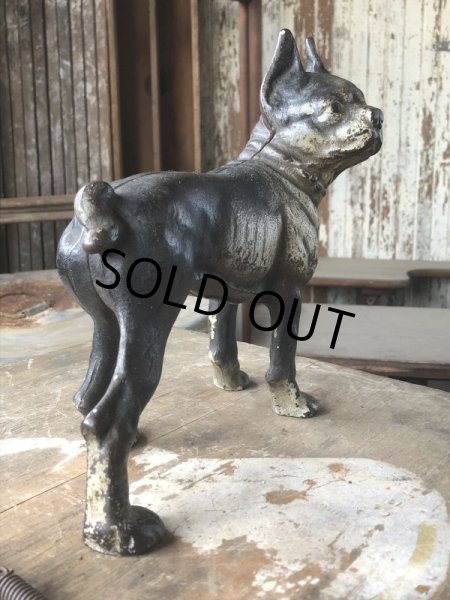 画像2: Antique Cast Iron Boston Terrier Doorstop Statue (B818) (2)