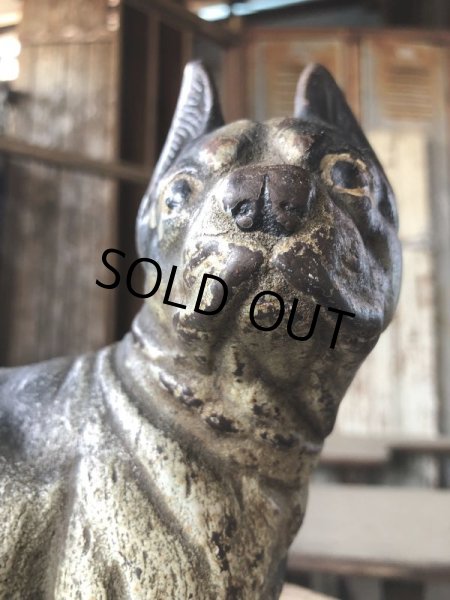画像13: Antique Cast Iron Boston Terrier Doorstop Statue (B818) (13)