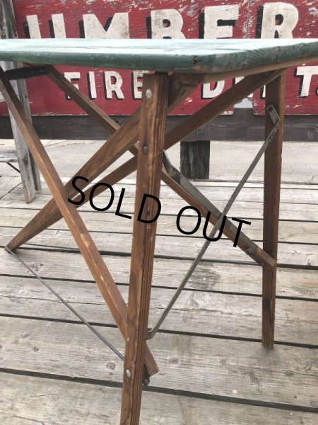 画像14: Vintage American Primitive Wooden Ironing Board Table (B838) (14)