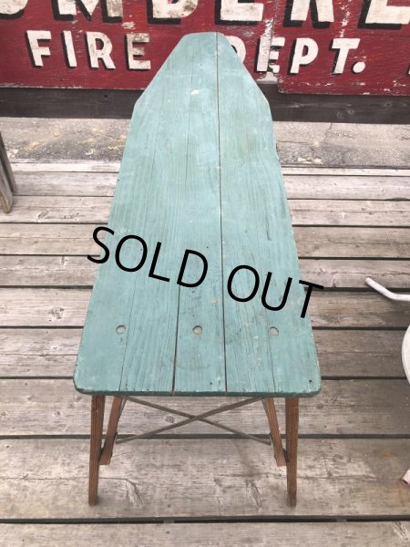 画像10: Vintage American Primitive Wooden Ironing Board Table (B838) (10)