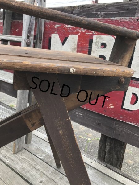 画像28: Vintage American Primitive Wooden Ironing Board Table (B837) (28)