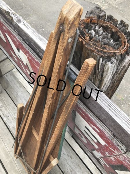 画像17: Vintage American Primitive Wooden Ironing Board Table (B838) (17)