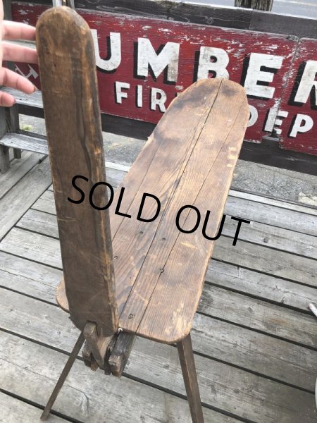 画像13: Vintage American Primitive Wooden Ironing Board Table (B837) (13)