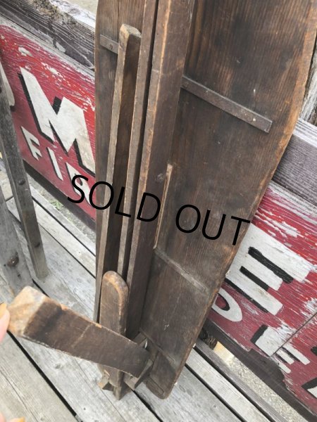 画像23: Vintage American Primitive Wooden Ironing Board Table (B837) (23)