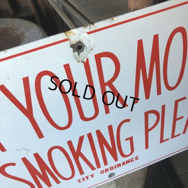 画像3: Vintage Original STOP YOUR MOTOR NO SMOKING PLEASE Porcelain Sign (B843) (3)