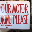 画像11: Vintage Original STOP YOUR MOTOR NO SMOKING PLEASE Porcelain Sign (B843) (11)