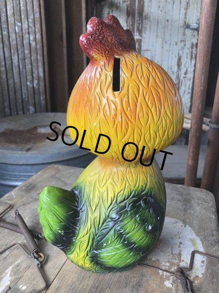 画像4: 60s Mid Century Vintage Sad Big Eye Bird Ceramic Coin Bank Statue (B861) (4)