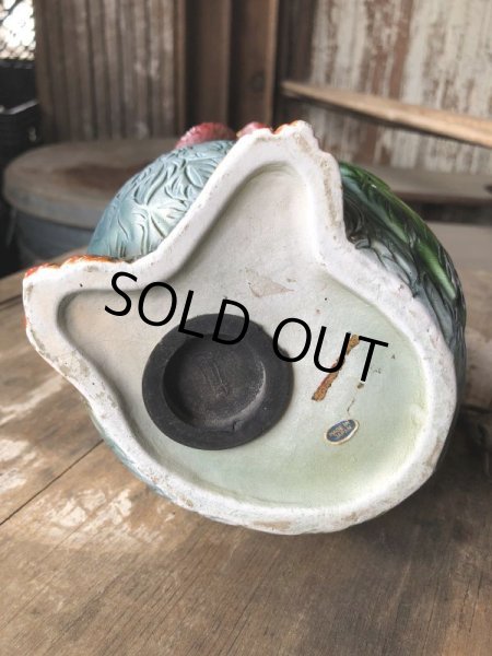 画像9: 60s Mid Century Vintage Sad Big Eye Bird Ceramic Coin Bank Statue (B861) (9)