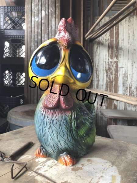 画像7: 60s Mid Century Vintage Sad Big Eye Bird Ceramic Coin Bank Statue (B861) (7)