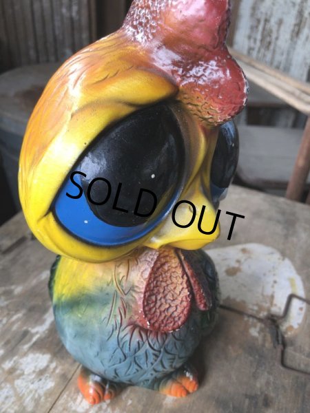 画像11: 60s Mid Century Vintage Sad Big Eye Bird Ceramic Coin Bank Statue (B861) (11)