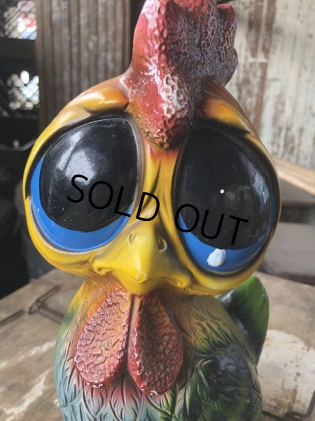 画像12: 60s Mid Century Vintage Sad Big Eye Bird Ceramic Coin Bank Statue (B861) (12)