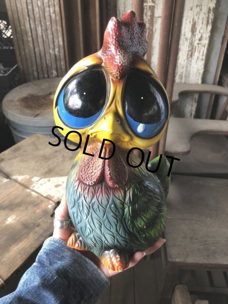 画像13: 60s Mid Century Vintage Sad Big Eye Bird Ceramic Coin Bank Statue (B861) (13)