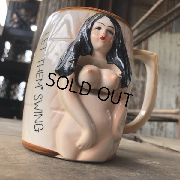 画像1: 60s Vintage Nude Naked Girl Nodder Ceramic Mug -Let Them Swing- (B862) (1)